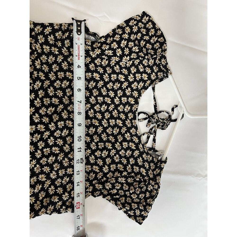 American Eagle Daisy Dress Small Ruffle Tiered Boho Cottage Black Short - Picture 6 of 8